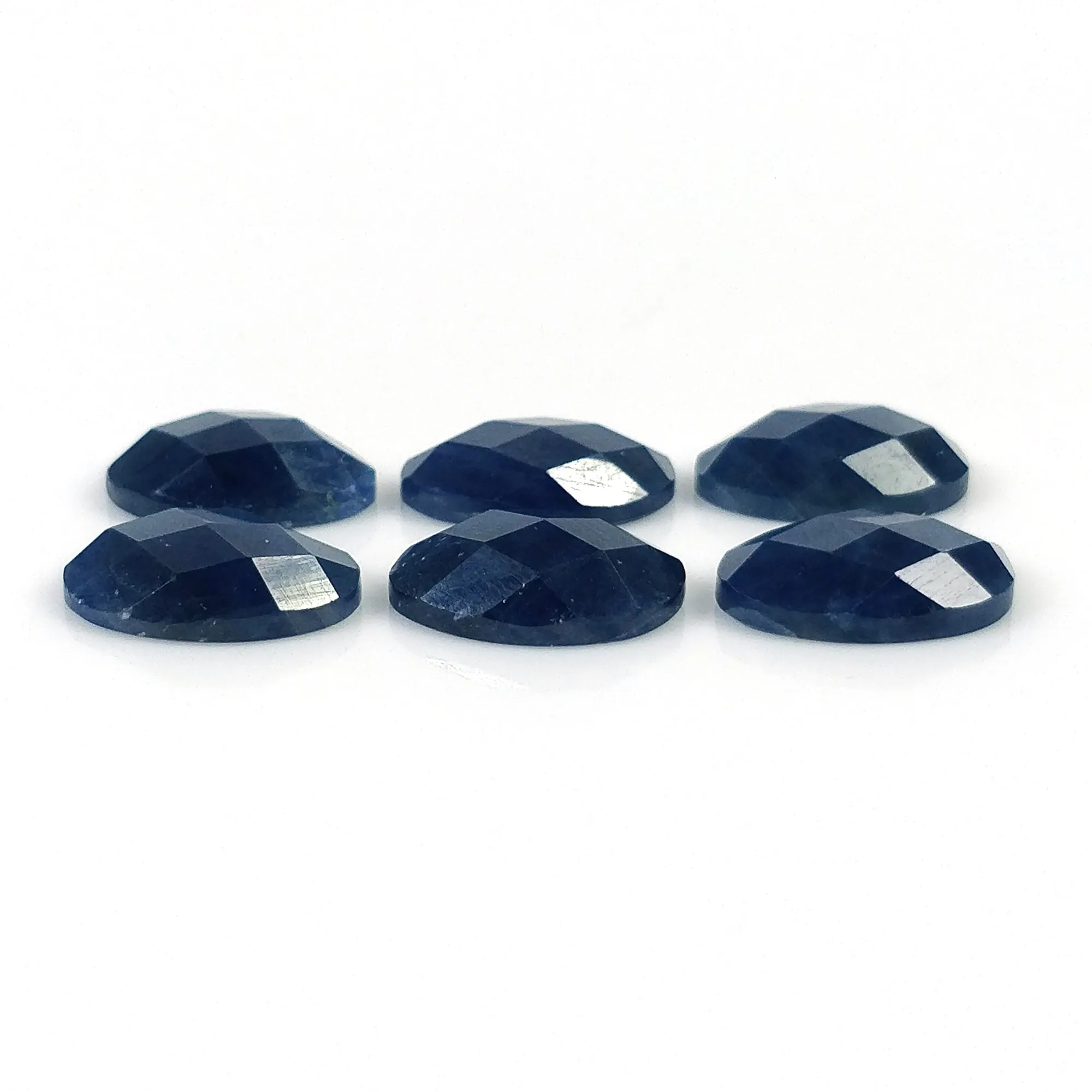 BLUE SAPPHIRE Gemstone Rose Cut : 22.00cts Natural Untreated Unheated Sapphire Egg Shape 12*8mm 6pcs (With Video)