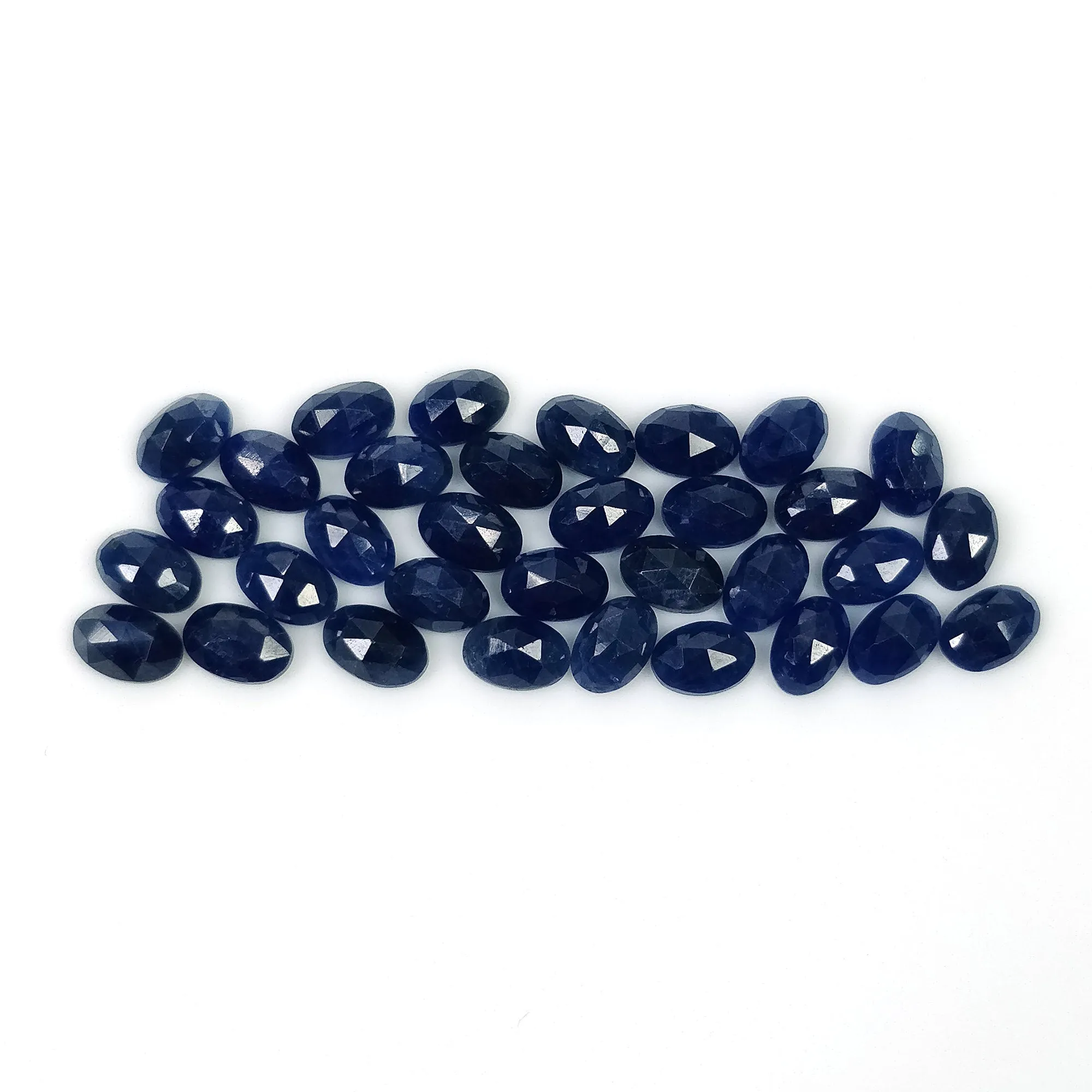 BLUE SAPPHIRE Gemstone Rose Cut :  22.00cts Natural Untreated Unheated Sapphire Oval Shape 6*4mm 33pcs