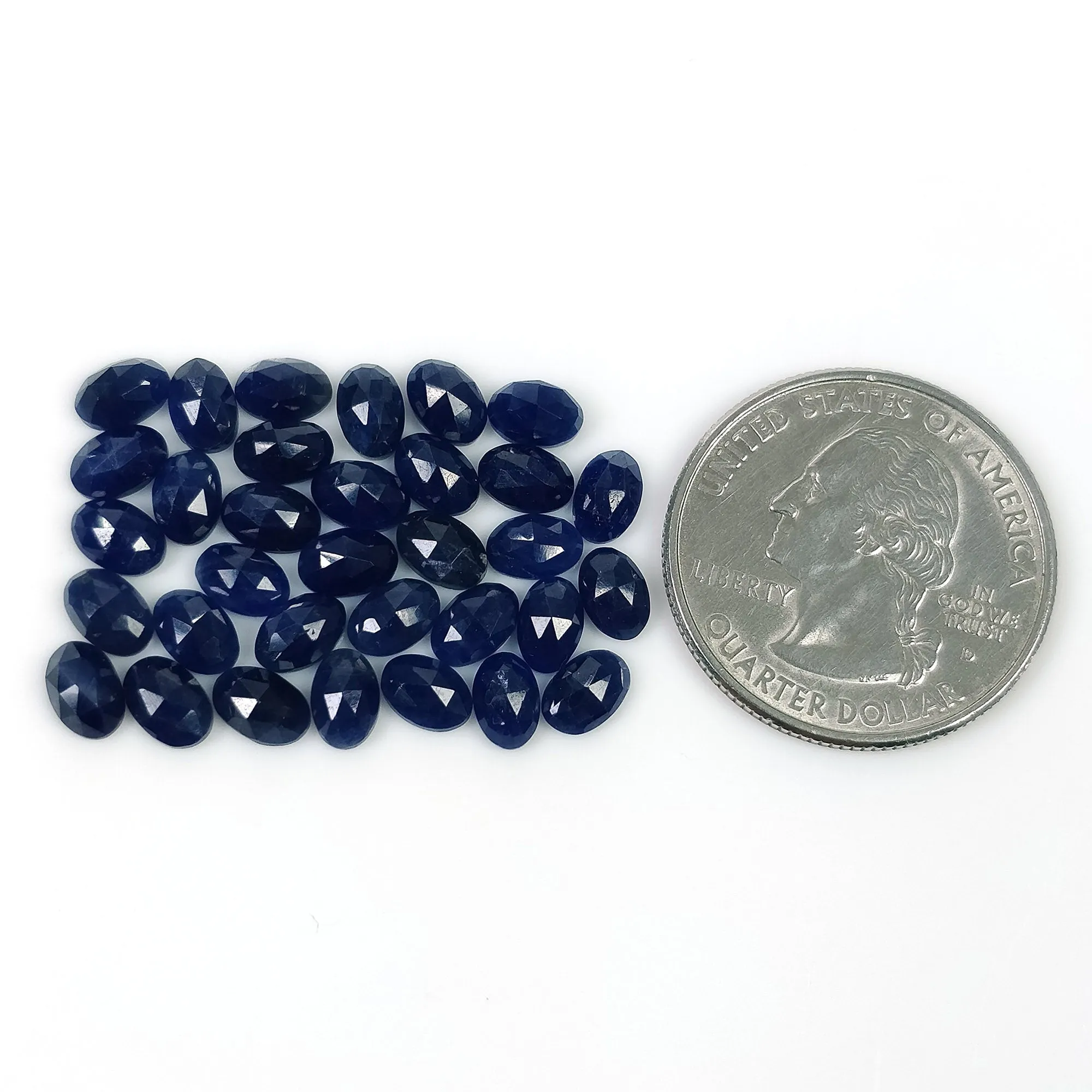 BLUE SAPPHIRE Gemstone Rose Cut :  22.00cts Natural Untreated Unheated Sapphire Oval Shape 6*4mm 33pcs