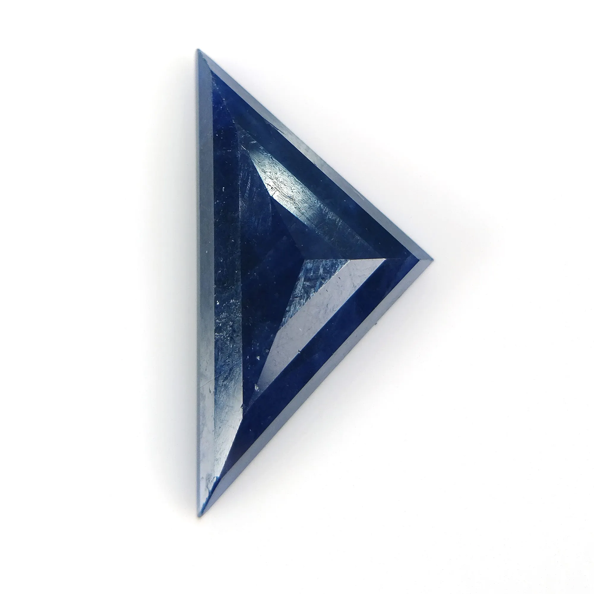 BLUE SAPPHIRE Gemstone Step Cut : 7.35cts Natural Untreated Unheated Sapphire Triangle Shape 11*22mm (With Video)