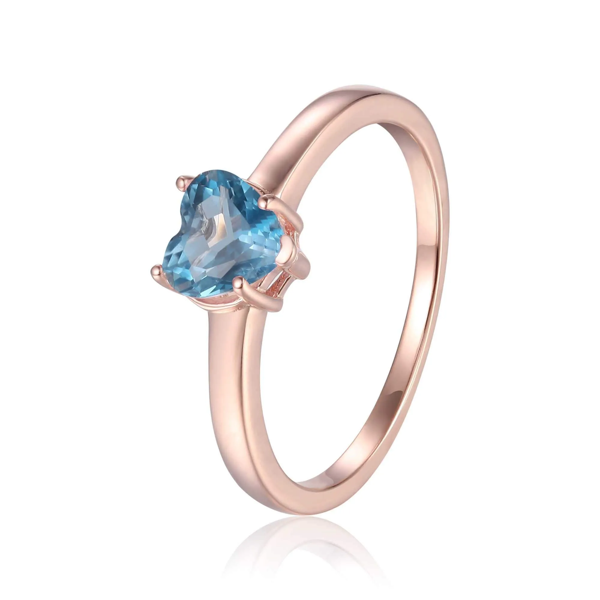 Blue Topaz Solitaire Heart Ring