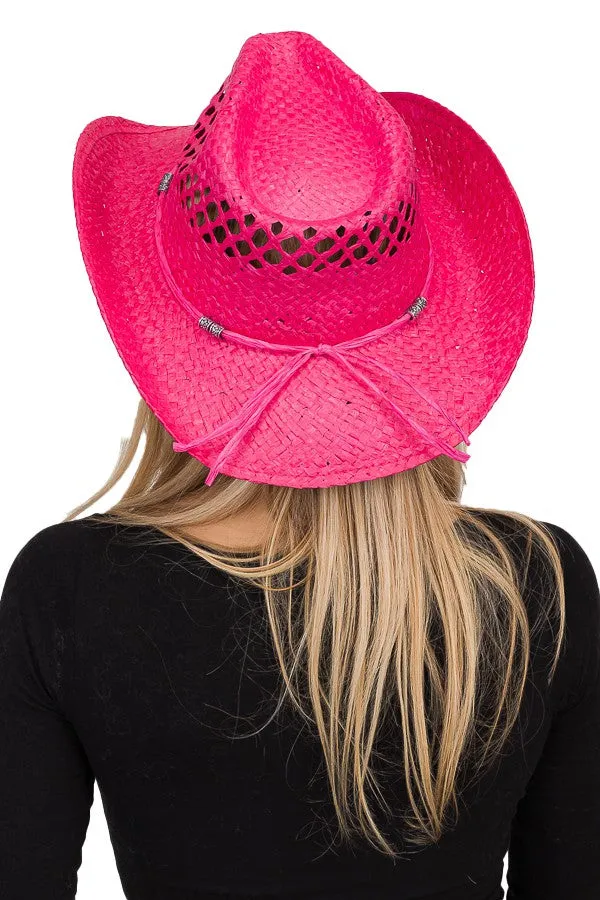 Boho Cowgirl Hat- Hot Pink