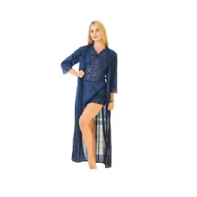 Bridal 6 Pc Stylish Gown Nighty Set-Blue