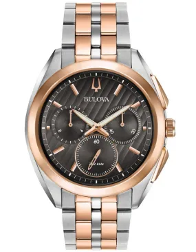 Bulova Mens Curv Chronograph - Two-Tone - Bracelet - Grey Dial - 30m