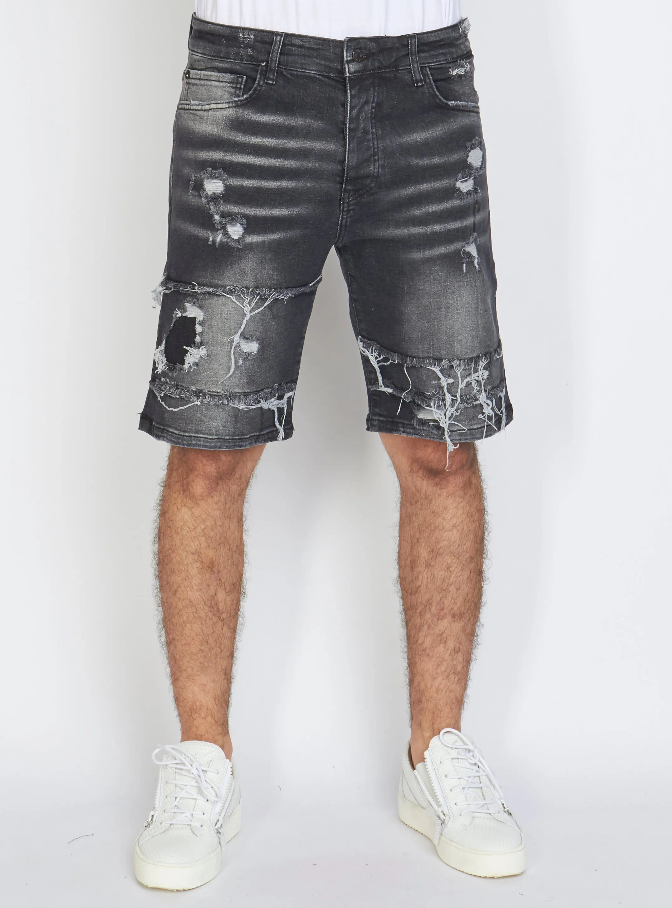 Buyer's Choice Denim Shorts - Distressed - Black - K6236