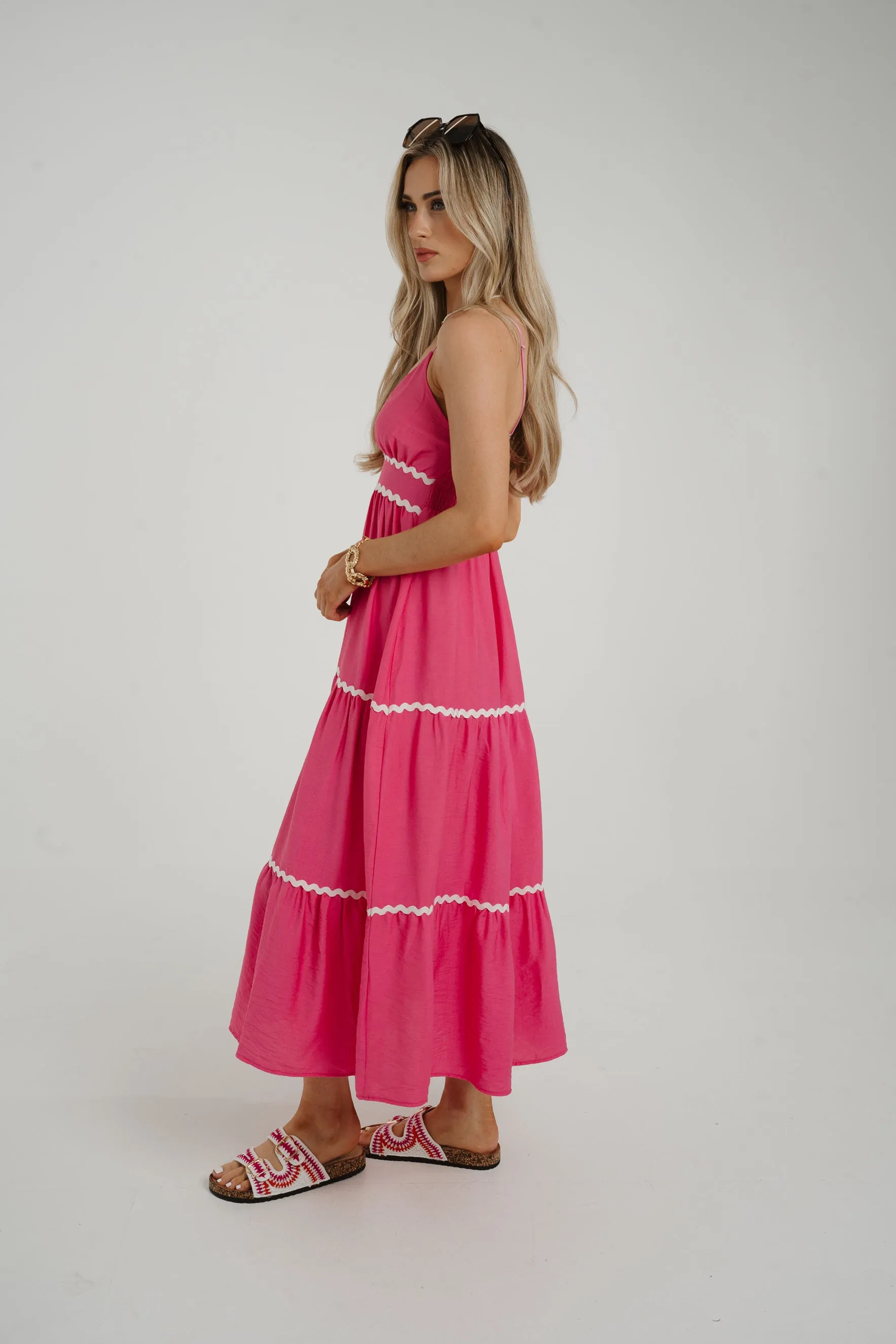 Caitlyn V-Neck Sun Dress In Fuchsia