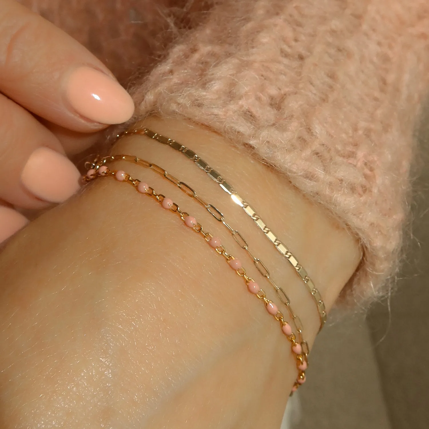 Candy Chain Bracelet | Peach Fuzz & Silver