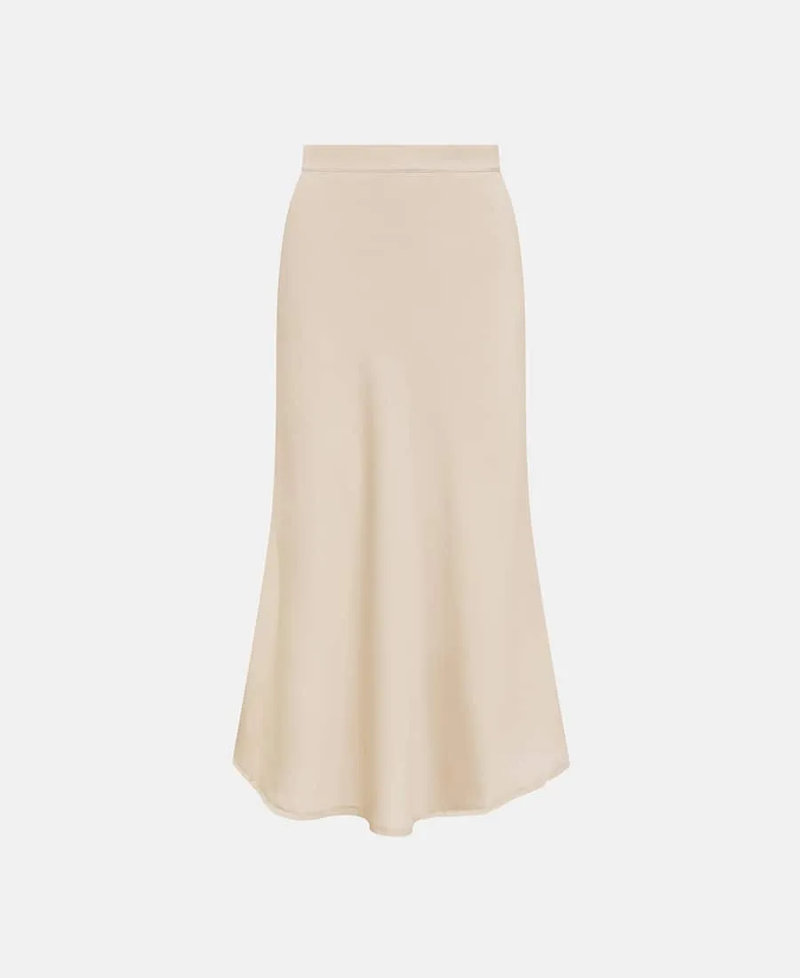 Champagne Satin Midi Skirt