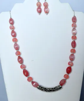 Cherry Quartz Necklace and Earring Set