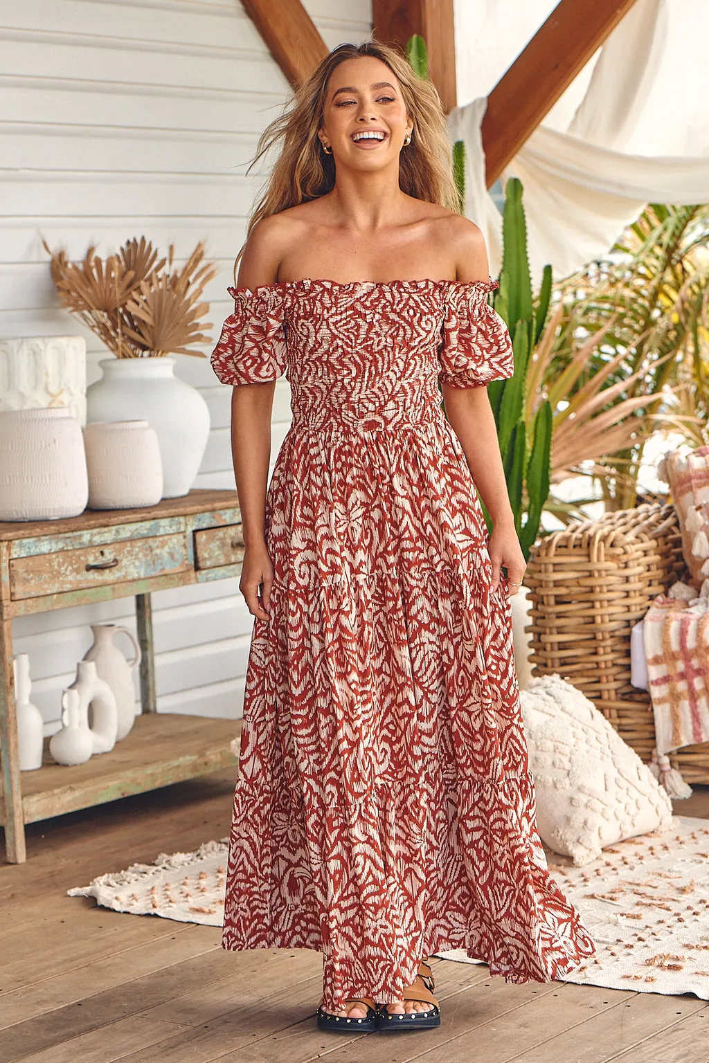 Claudette Maxi Dress Wilderness Cherry print