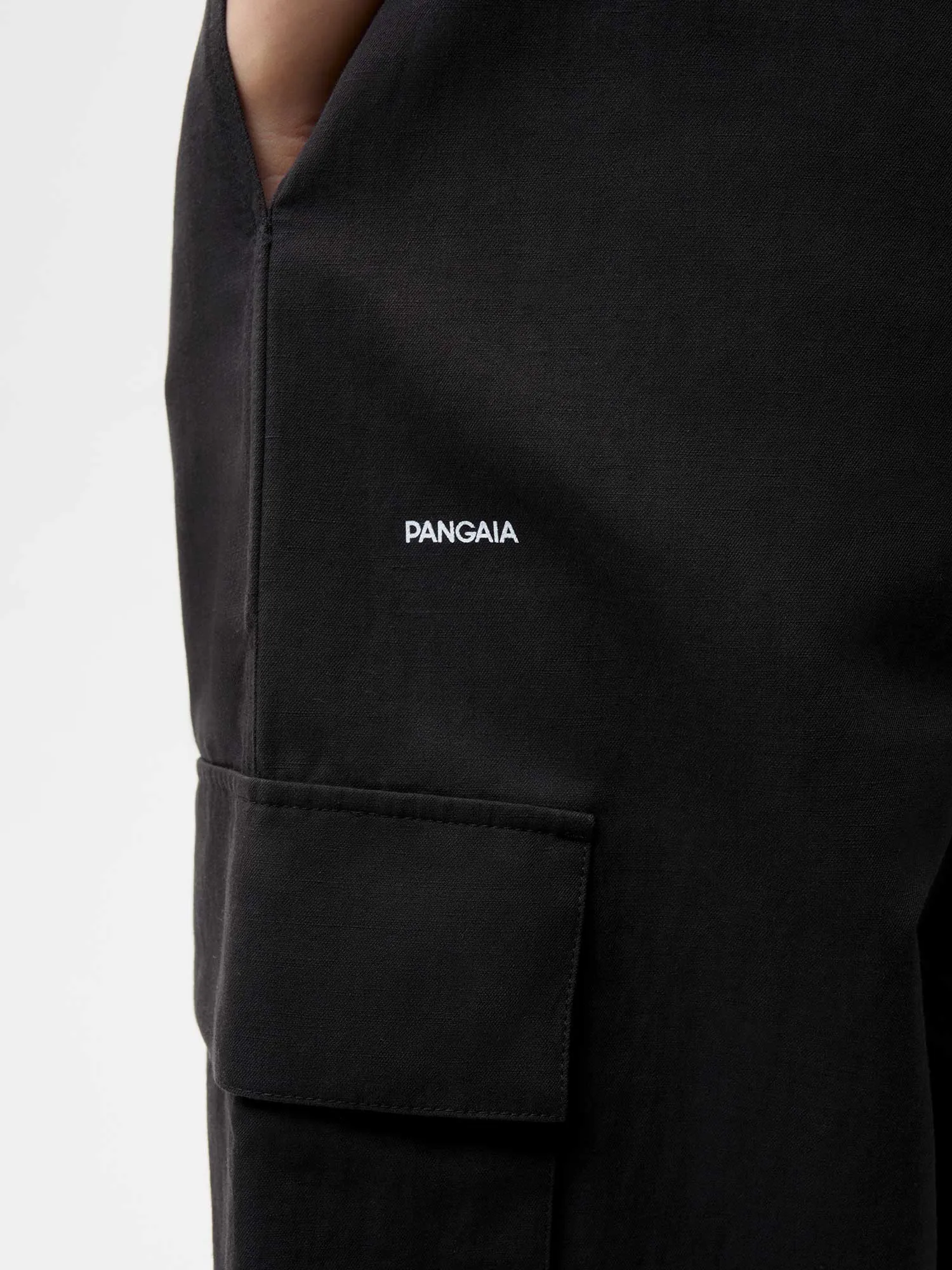 Cotton Linen Cargo Pants—black