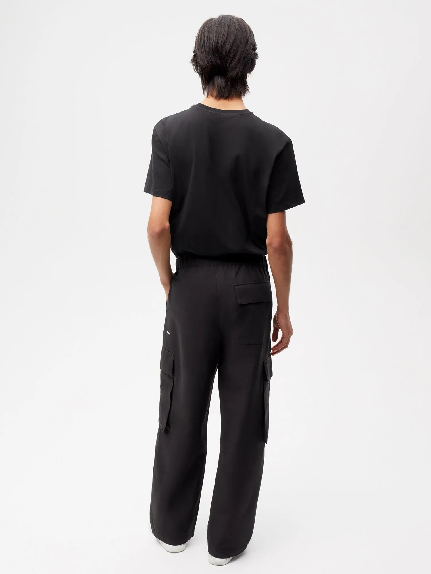 Cotton Linen Cargo Pants—black