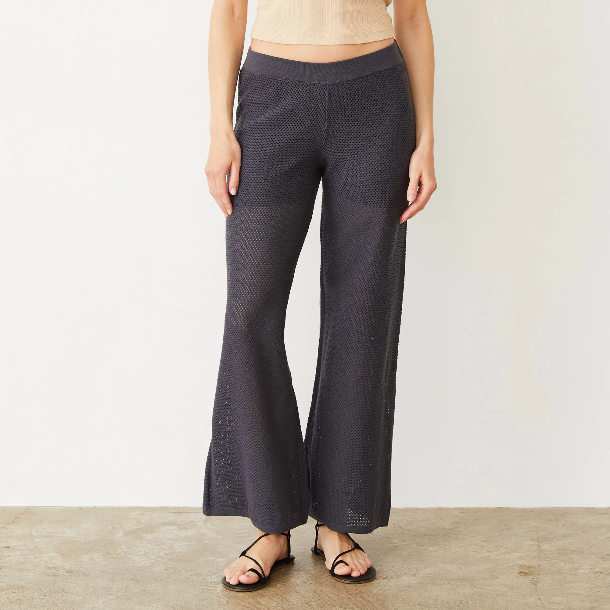 Cotton Mesh Wide Leg Pant