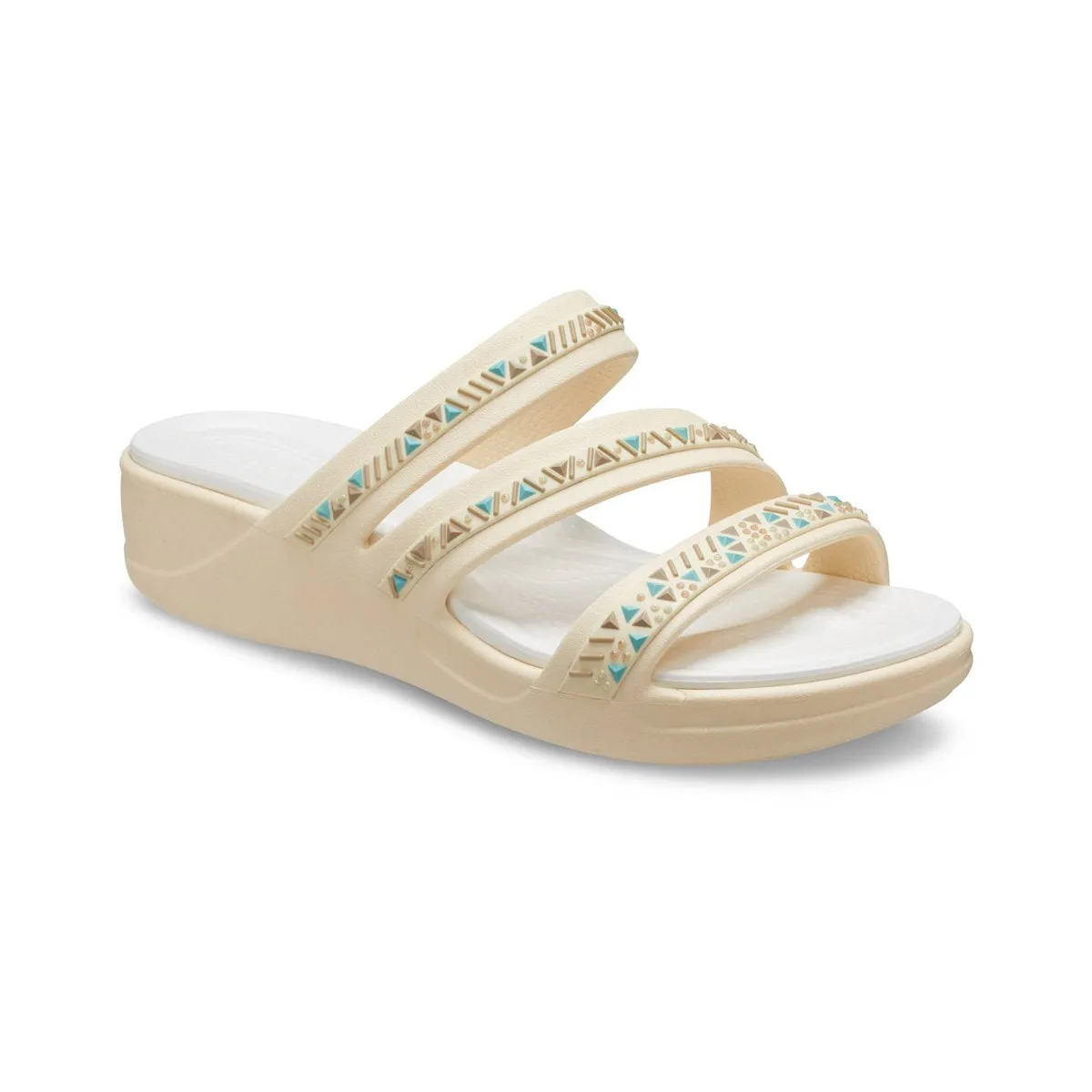 Crocs women's sandal Boca Medallion Strappy Wedge W207431-108 vanilla 