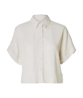 Cropped Short Sleeved Shirt - Cream