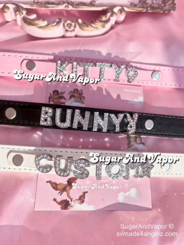 Custom Bling Name Pu Leather Choker