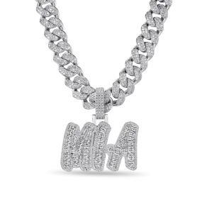 Custom Emerald Cut Romantic Font Pendant