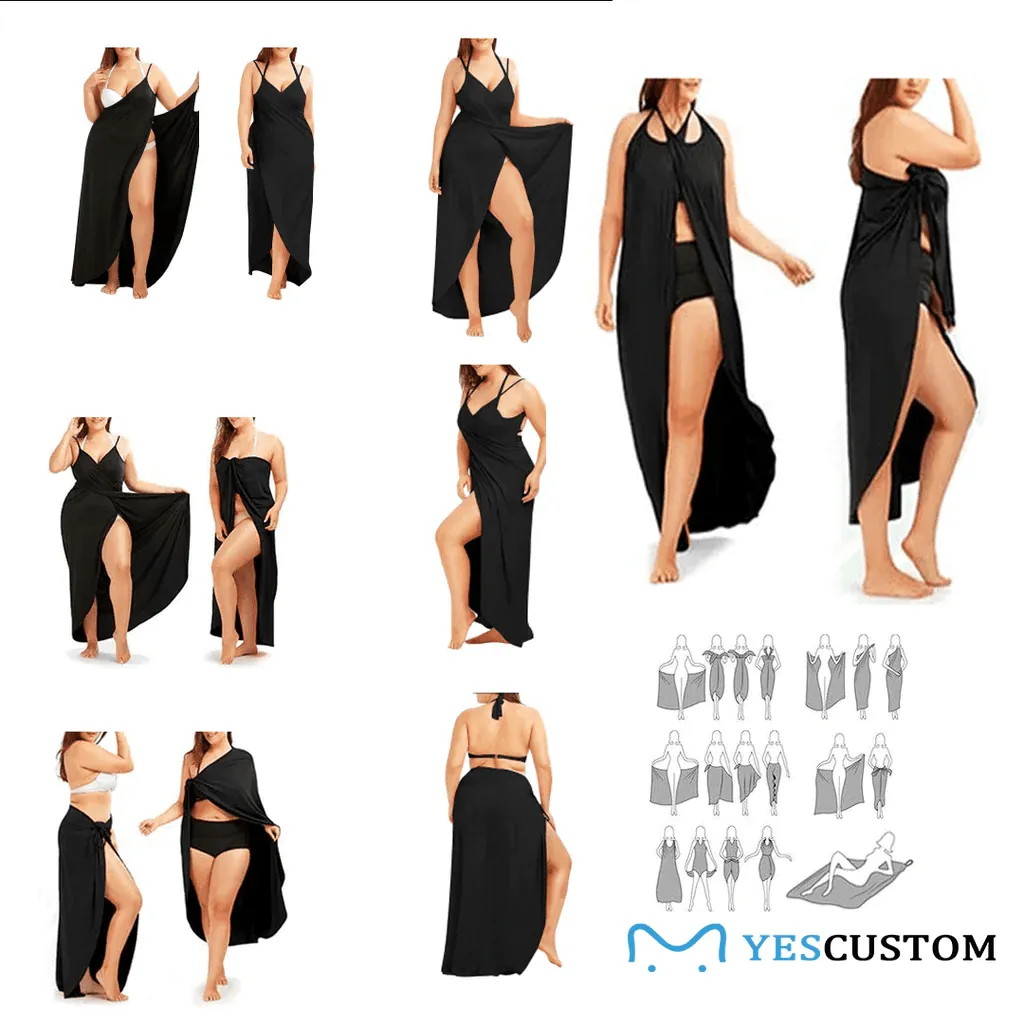 Custom Seamless Face Spaghetti Strap Backless Beach Dress Personalized Women's Cover up Beach Dress