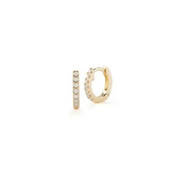 Dana Rebecca Designs - DRD - Mini Huggie Earrings with Diamonds, Yellow Gold