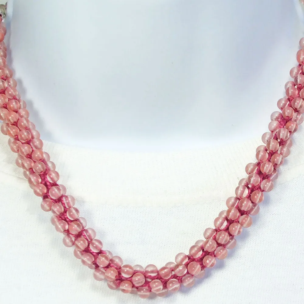 Danas, Pink Kumihimo Braided Bead Necklace