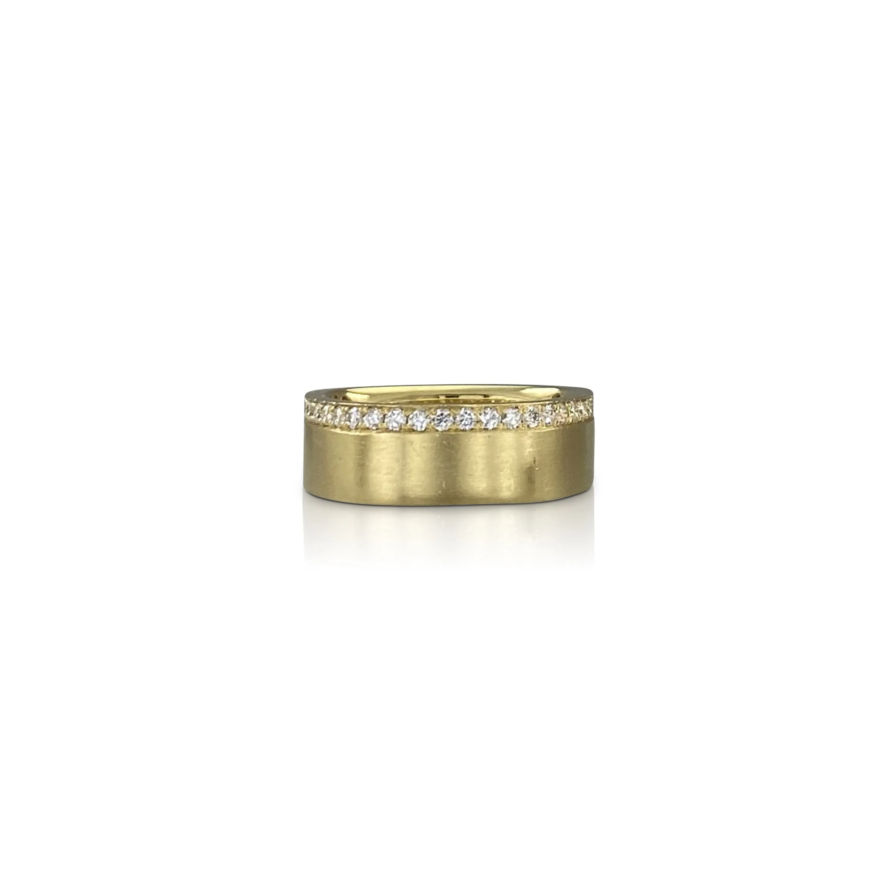 Diamond Edged Wide Band in Yellow Gold