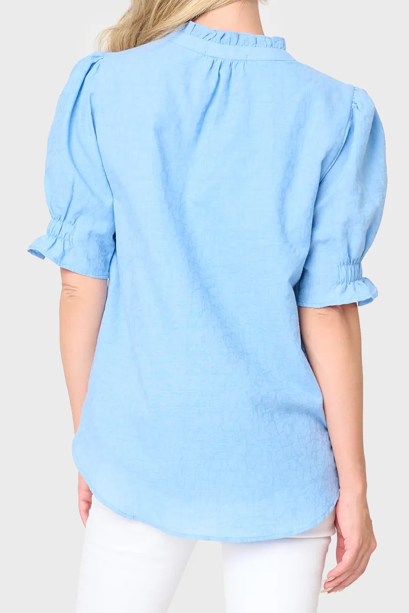 Dianthus Henley Puff Sleeve Blouse