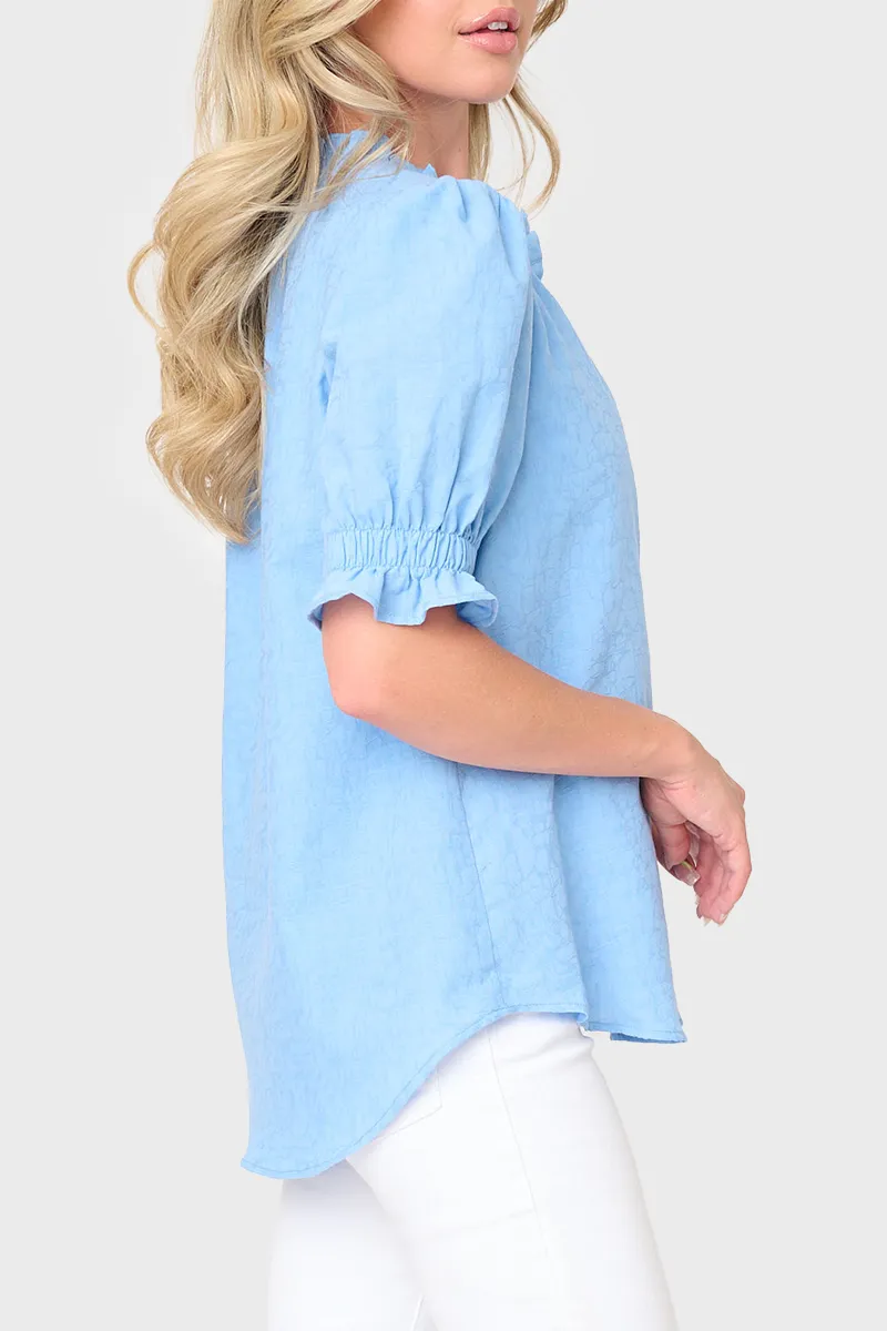 Dianthus Henley Puff Sleeve Blouse