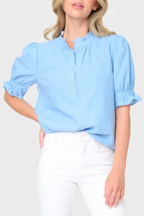 Dianthus Henley Puff Sleeve Blouse