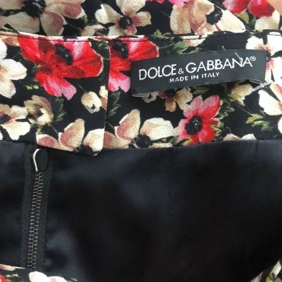 DolceandGabbana Black Floral MIDI Skirt