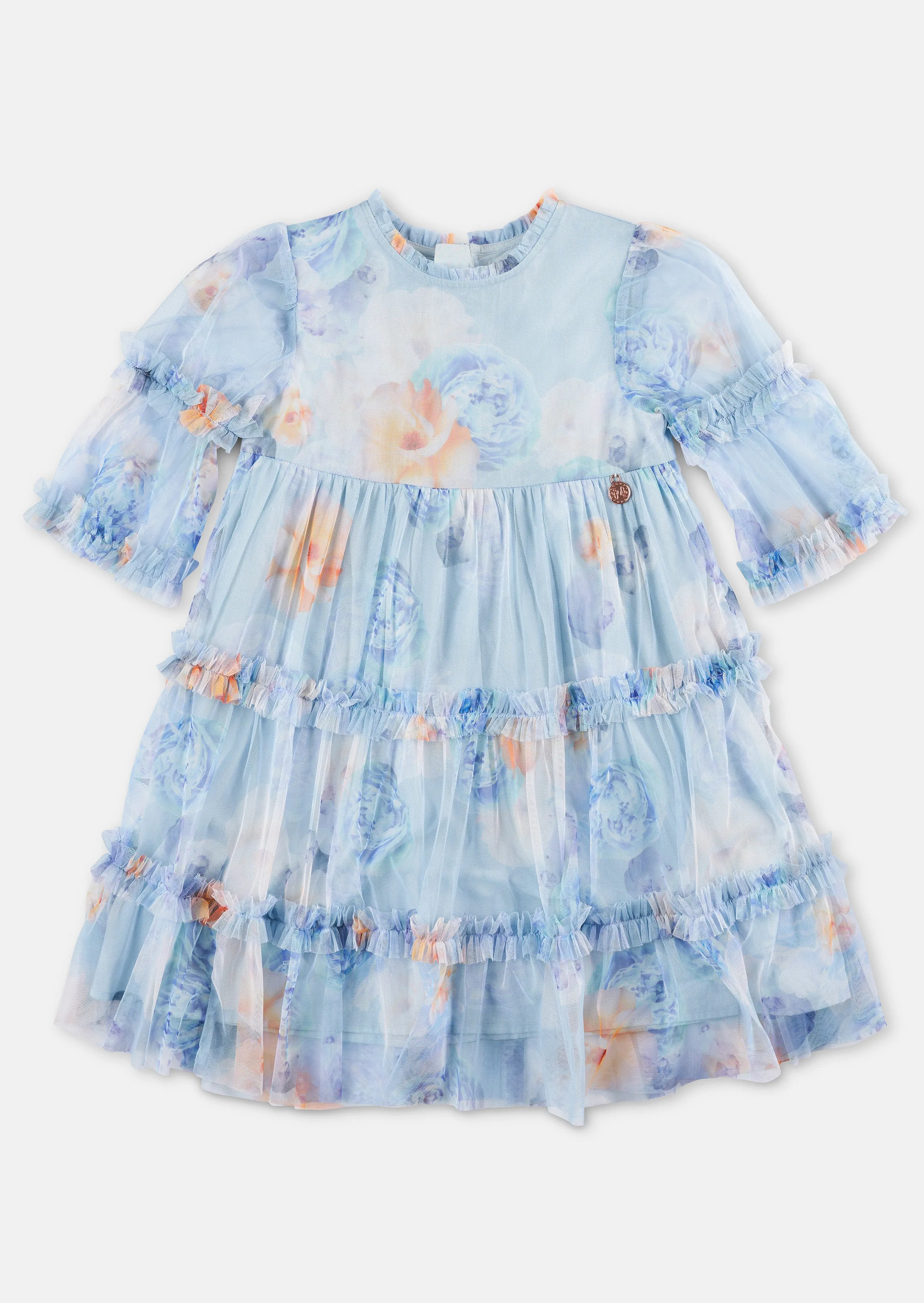 Eleanor Mesh Ruffle Blue Dress