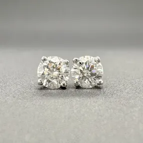 Estate 14K W Gold 0.79ctw G/SI1 Diamond Stud Earrings