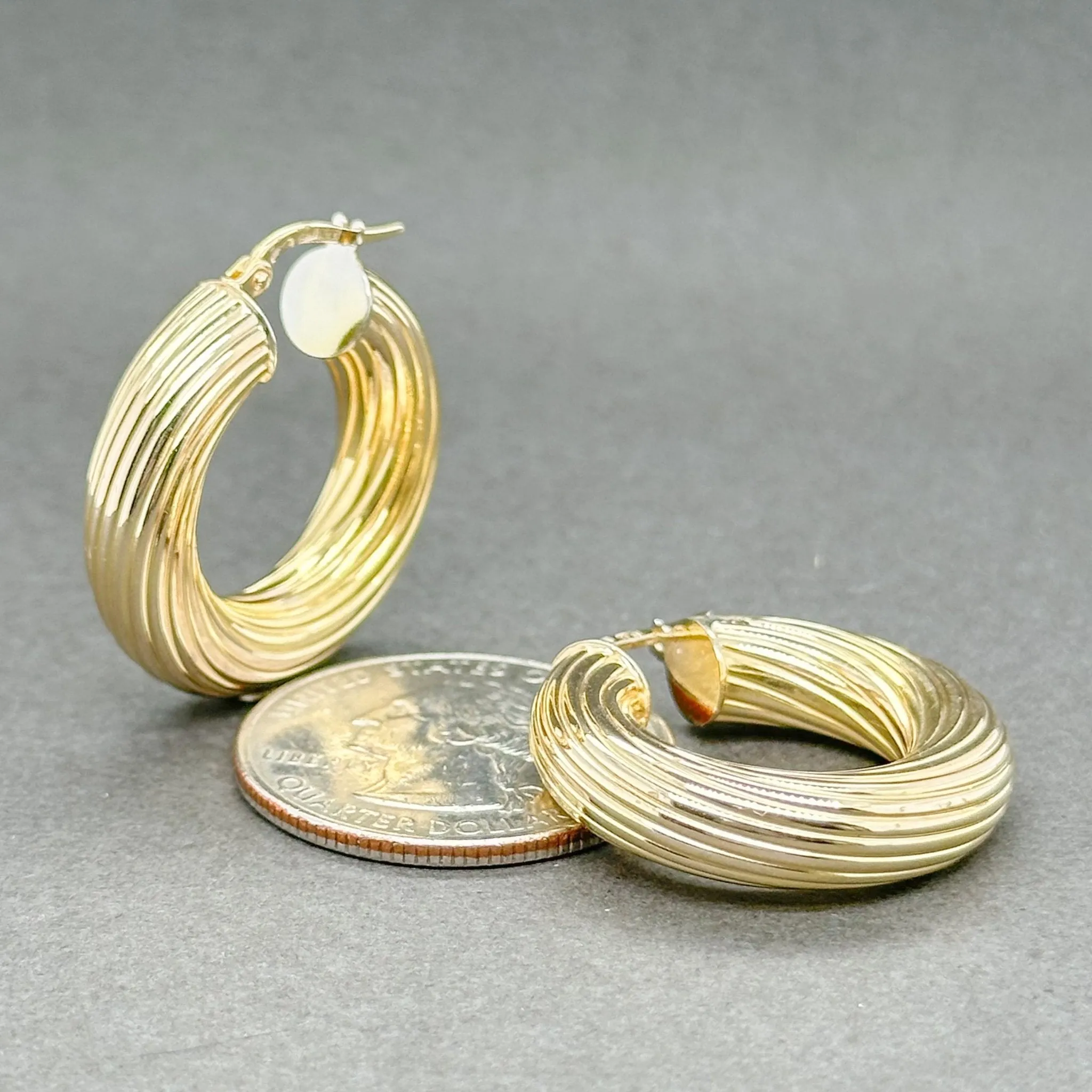 Estate 14K Y Gold Hollow 25.5mm Twisted Hoop Earrings