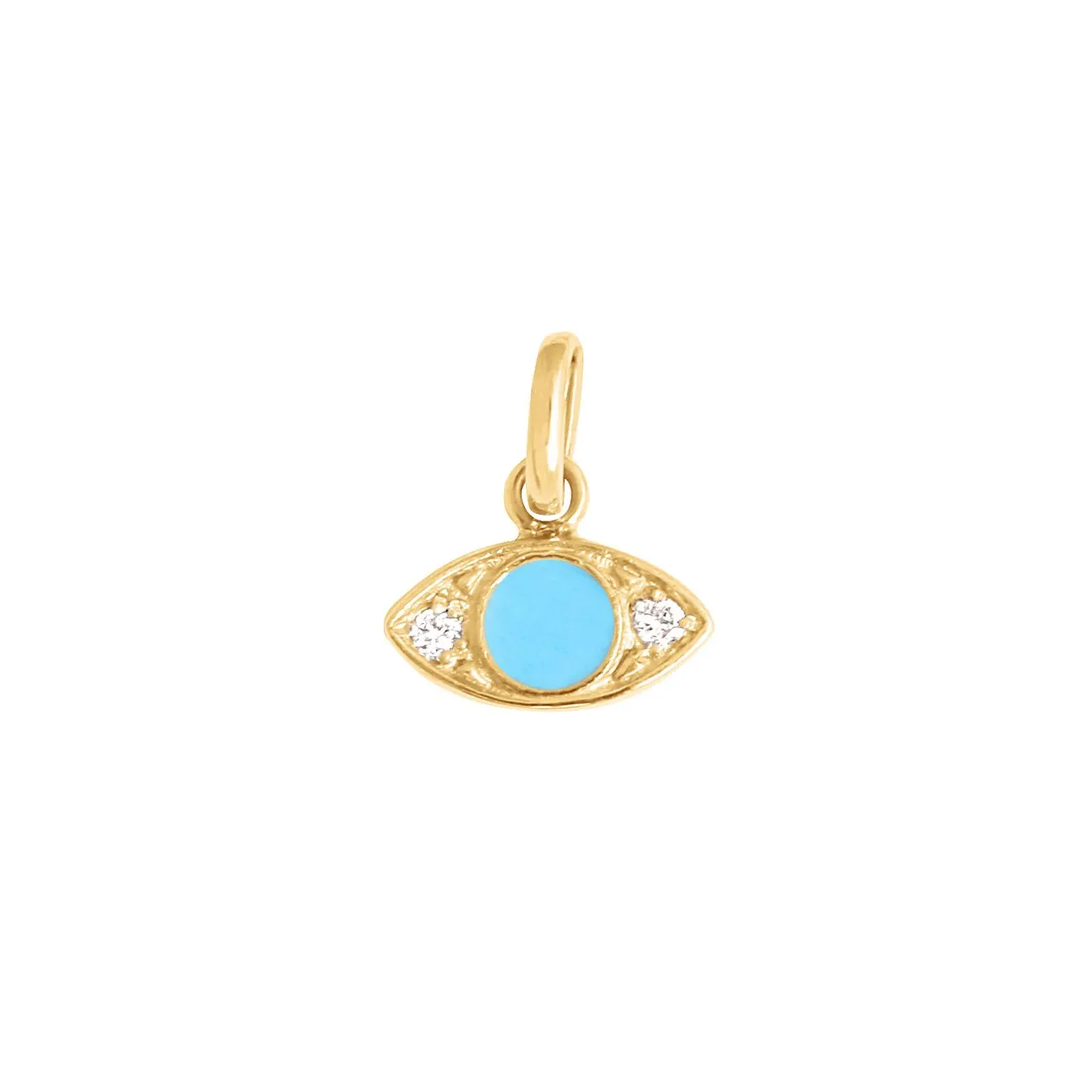 Eye Turquoise Resin diamond pendant, Yellow Gold