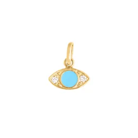 Eye Turquoise Resin diamond pendant, Yellow Gold