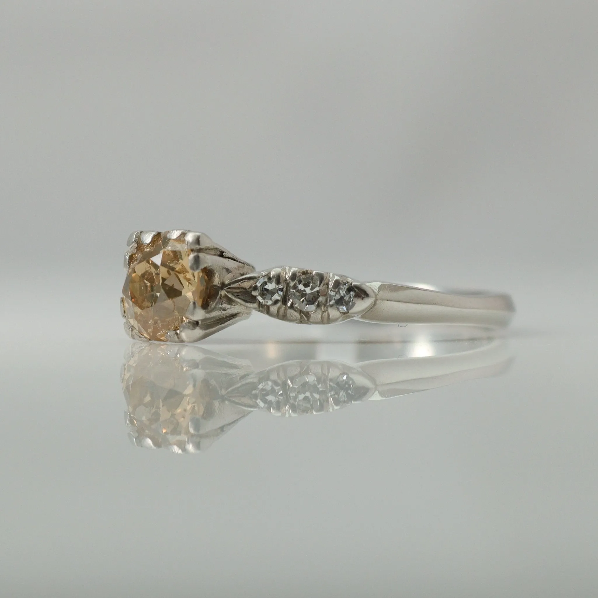 Fancy Yellow/Orange Diamond Solitaire Ring