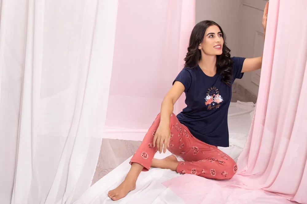 Flamingo Pj set in pure cotton