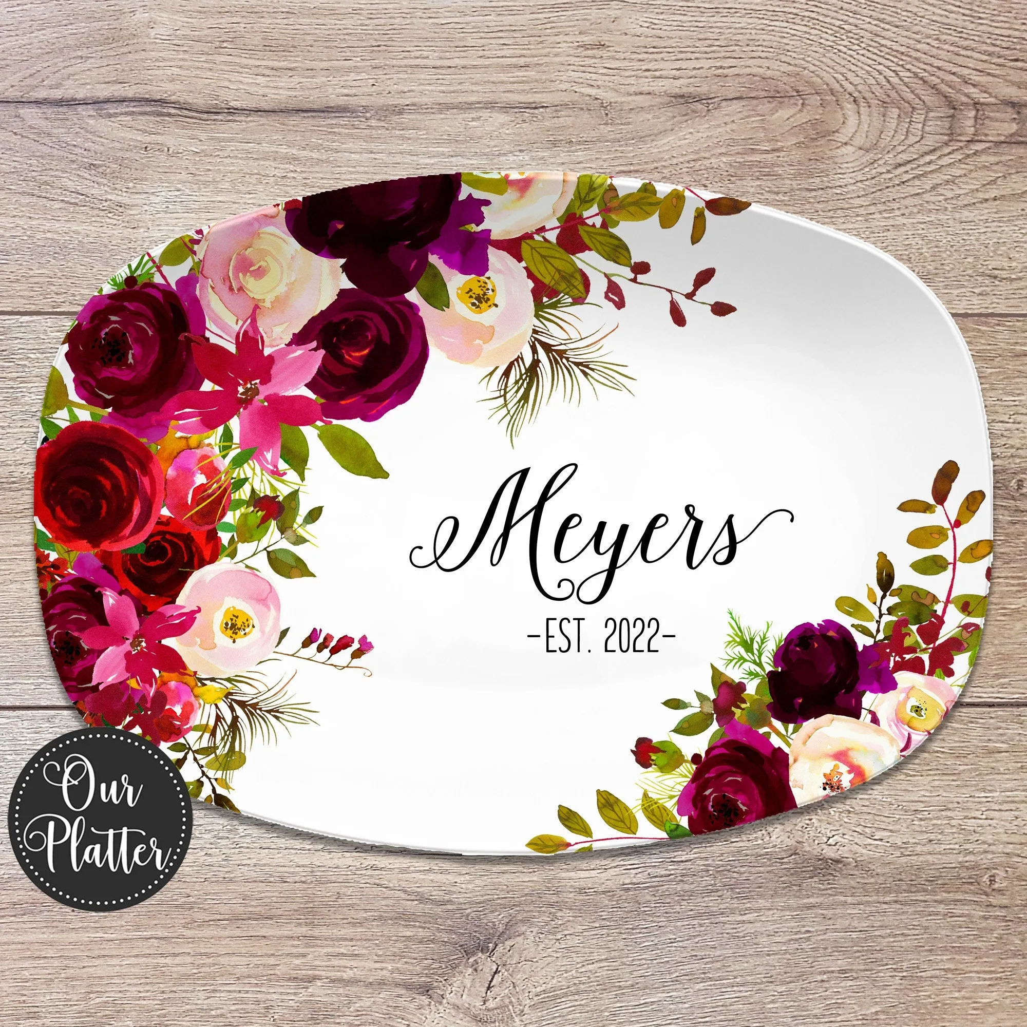 Floral Personalized Platter