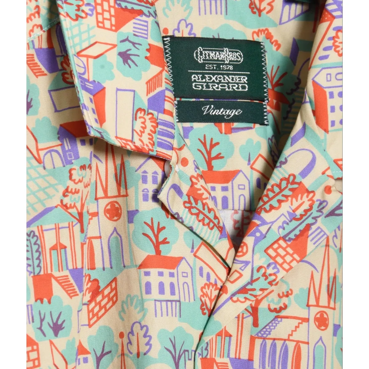 Gitman Brothers Vintage Camp Shirt Alexander Girard Village Print