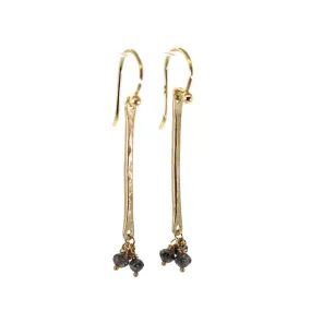 Gold Salt & Pepper Dangle Bar Earrings