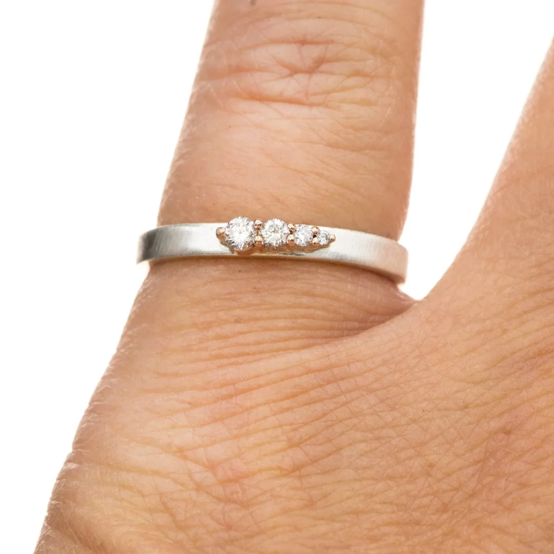 Gradient Lab Grown Diamond 14k Gold & Sterling Silver Stacking Ring