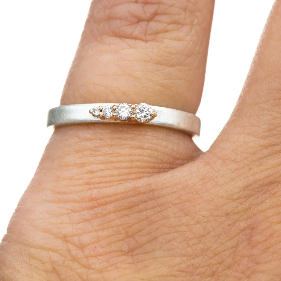 Gradient Lab Grown Diamond 14k Gold & Sterling Silver Stacking Ring