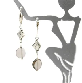 Gray Smoky Quartz Dangle Earrings