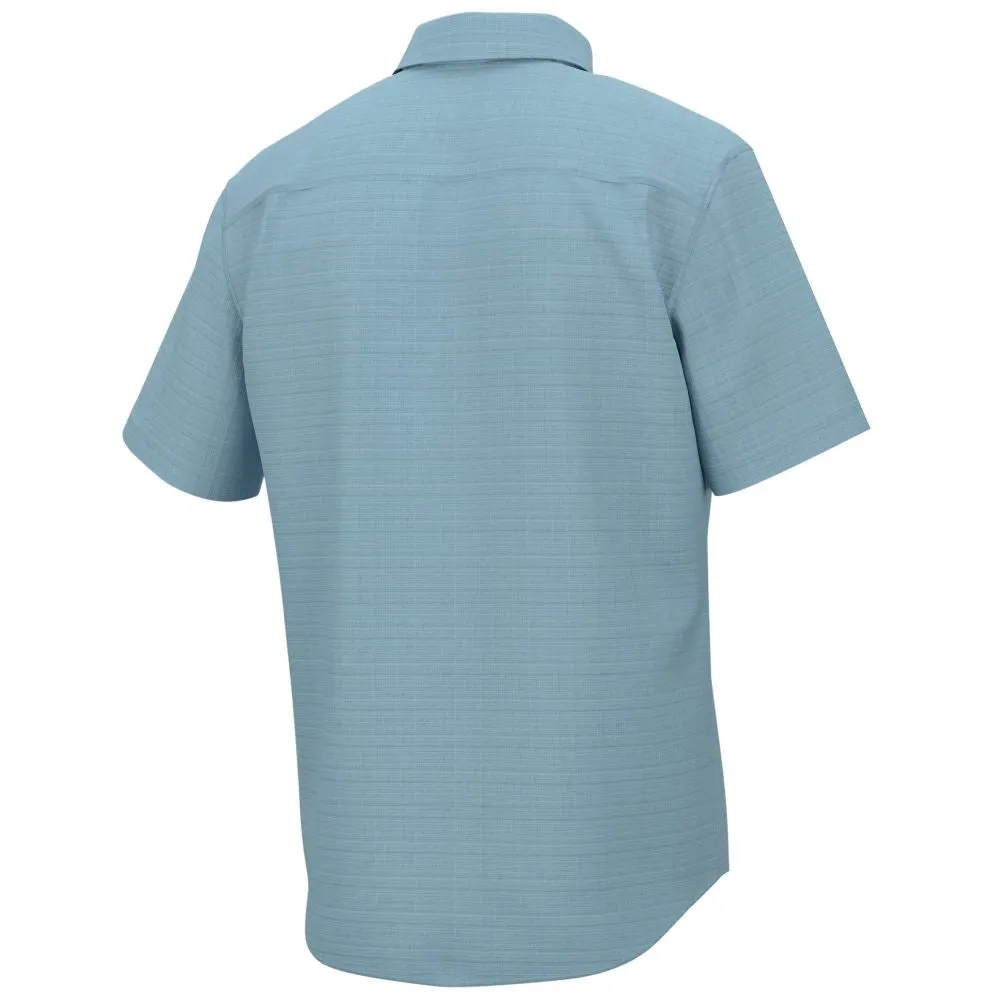 'Huk' Men's Kona Cross Dye Button Down - Crystal Blue