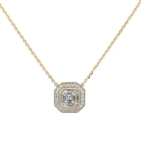 Invisible Set Square Diamond Halo Necklace