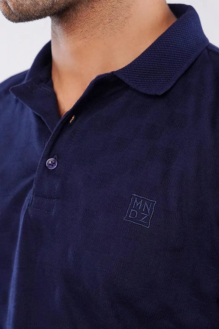 Jacquard Polo Shirt - Navy Blue