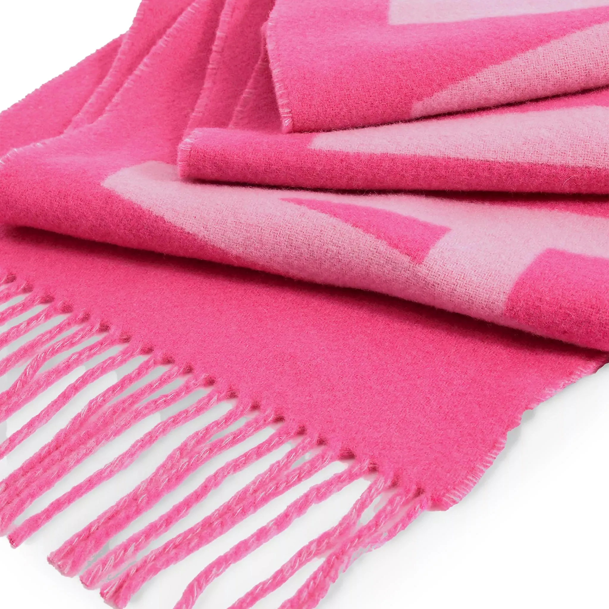 Jacquemus L'echarpe Fringe Logo Multi-Pink Scarf