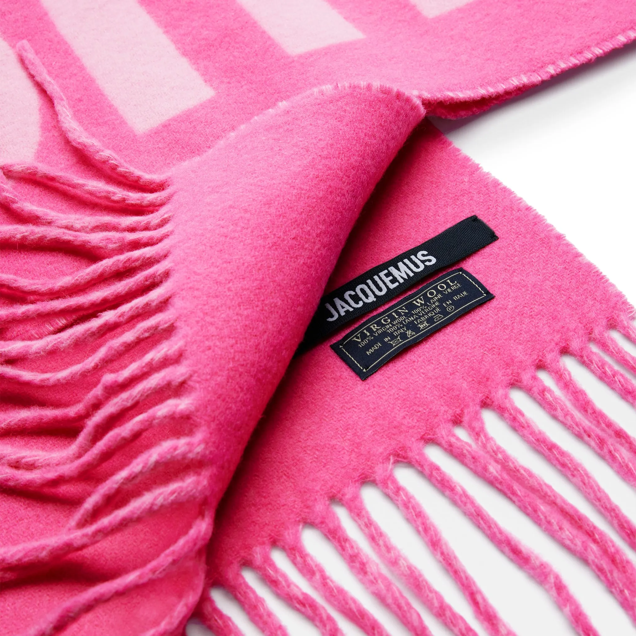 Jacquemus L'echarpe Fringe Logo Multi-Pink Scarf