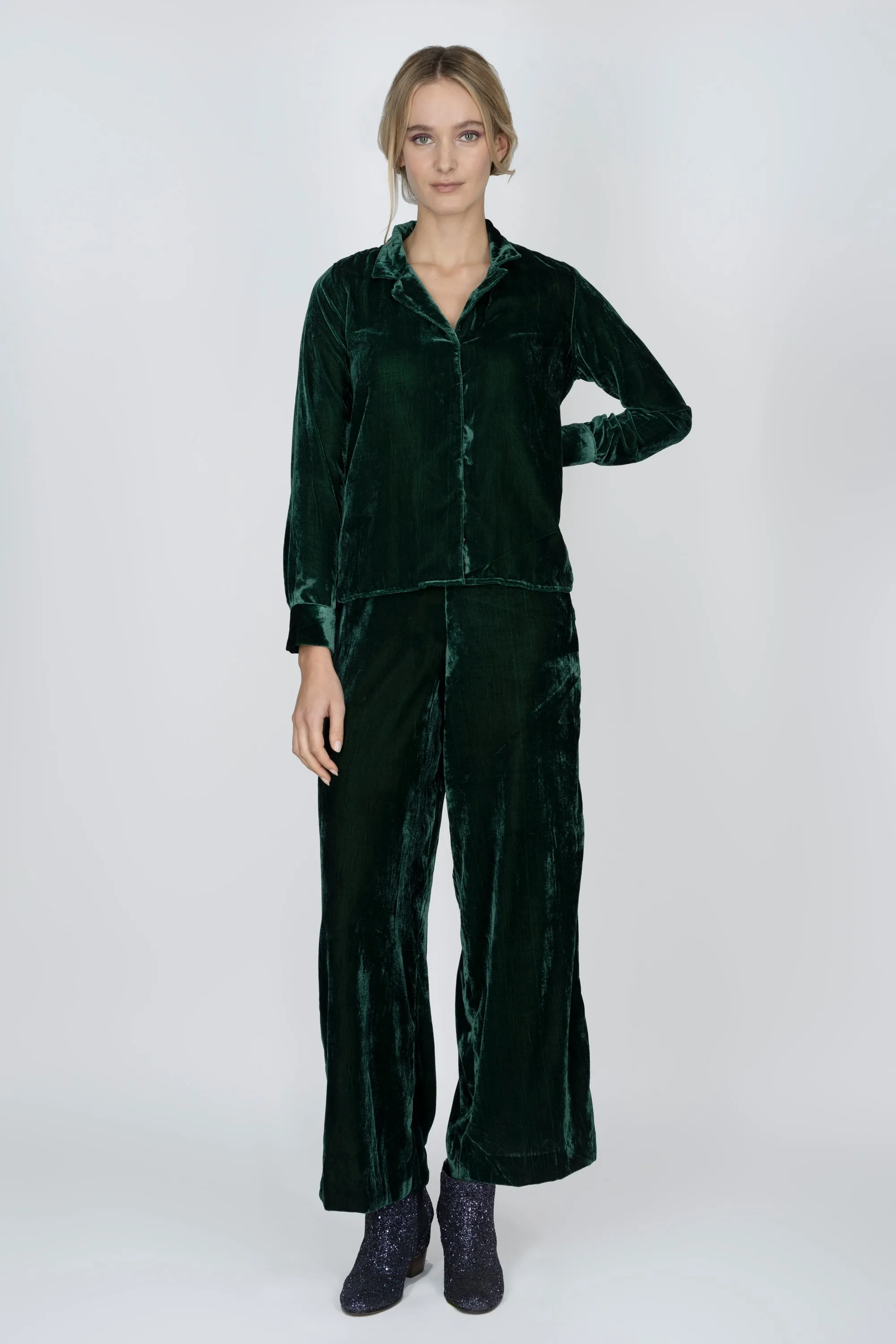 Jimie Emerald Velvet Pant