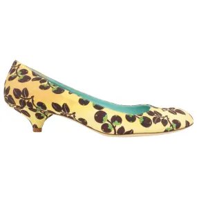 Kenzo Yellow and Brown Grapevine Print Kitten Heels - 40