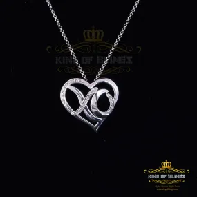 King Of Bling's 0.10ct Real Diamond Valentine Special HEART Pendant 925 Sterling Silver White